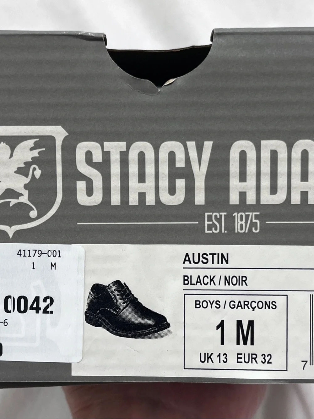 Stacy Adams Boys Austin Plain Toe Oxford Black Dress Shoes Size 1M NIB